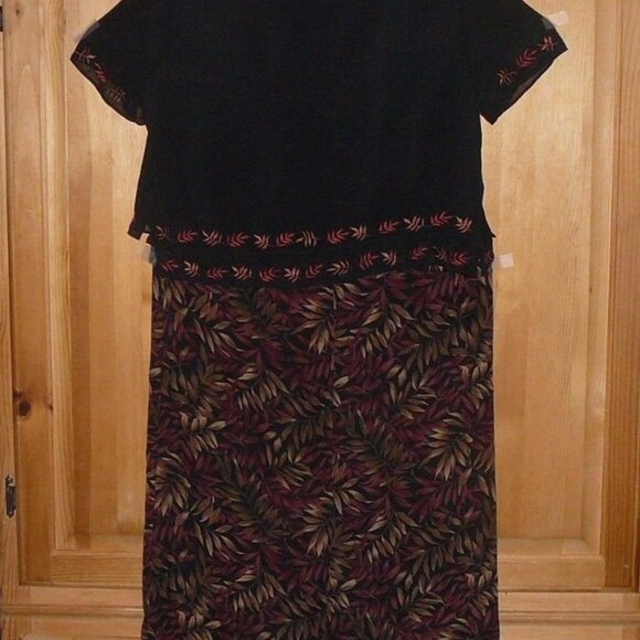 STUDIO I WOMANS Size 10P Petite Tall Leaf Theme DRESS & JACKET - Picture 6 of 7